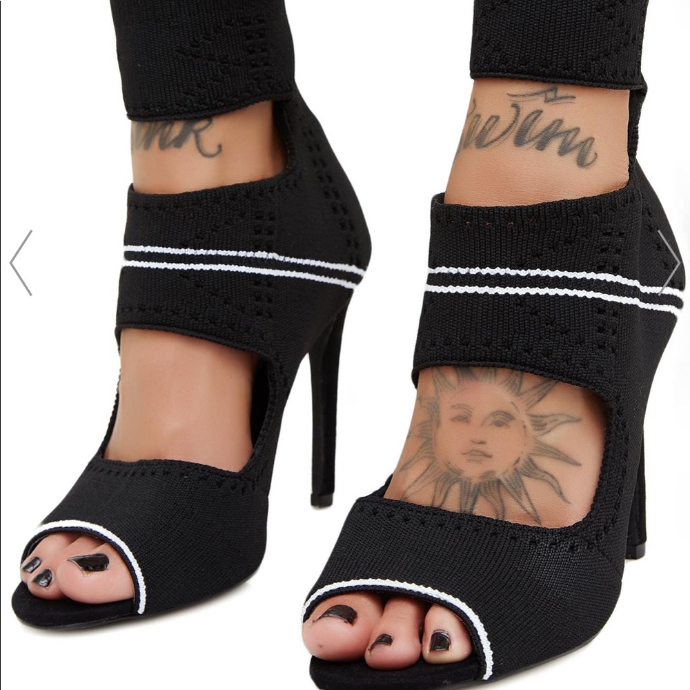 Black and white heels